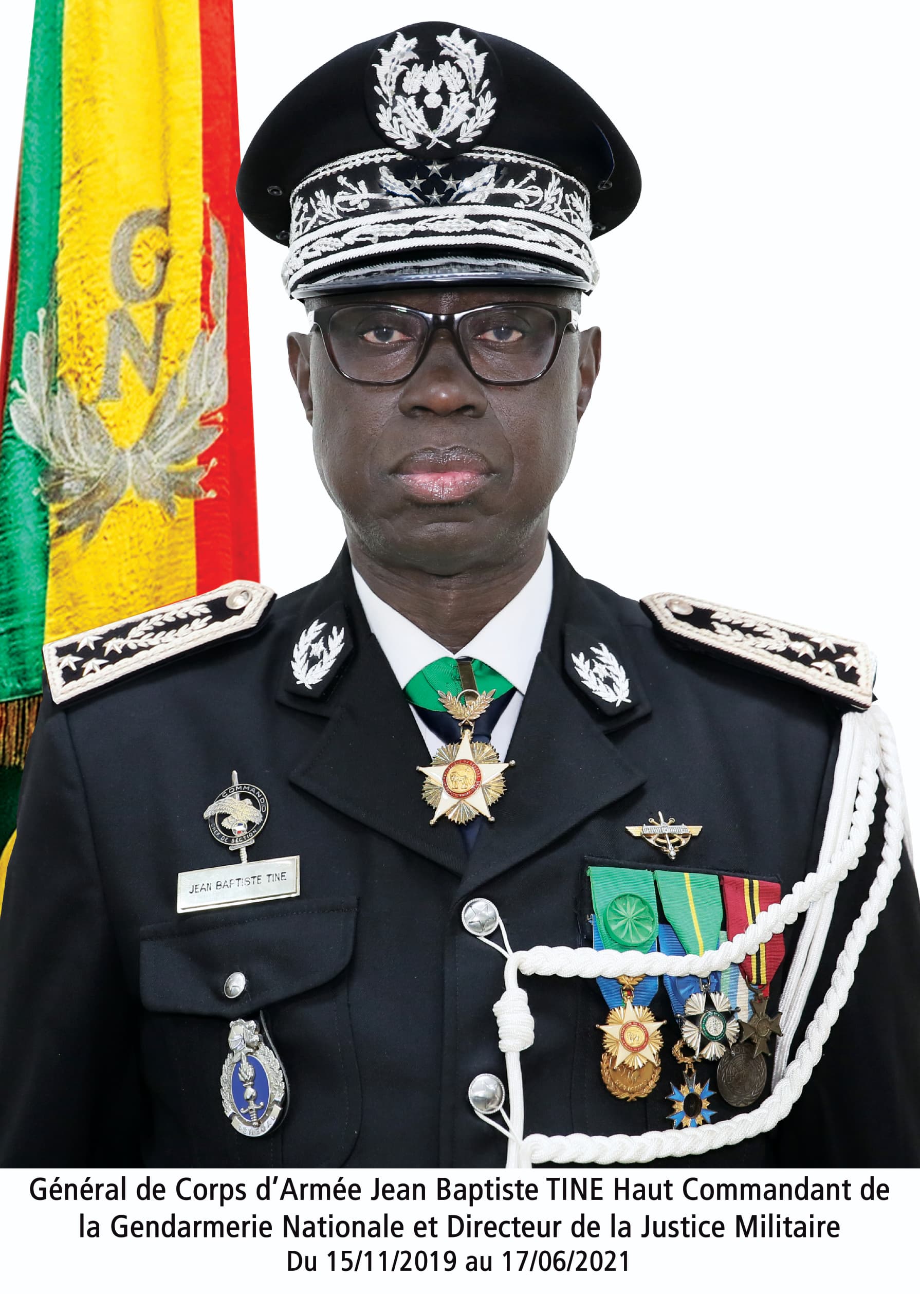 Général de Corps d’Armée Jean Baptiste TINE Haut-comgend de (15/11/2019 au 17/06/2021)